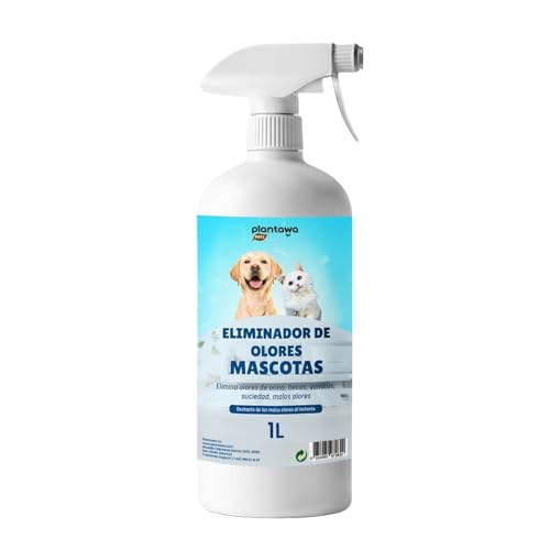 PLANTAWA Eliminador de Olores Mascotas Enzimático Spray 1 L | Limpiador Enzimático Orina Perros y Gatos | Neutralizador Olores Heces y Vómitos | Antiolor Instantáneo para Hogar