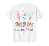 Pink or Blue Daddy Loves You Ice Cream Gender Reveal Dad T-Shirt