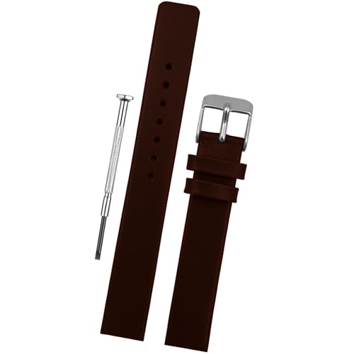 DBLACK ''MARIANNE'' Leather Watch Strap, Seamless no-stitch Minimalist design Watch belt for Women // For 10mm, 12mm, 14mm, 16mm, or 18mm Watch Band (Choose Your Size & Color) (Brown, 16mm)