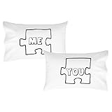 Oh, Susannah Puzzle Piece King Couple Pillowcase Set Ideal Long Distance Relationship Gift Boyfriend Girlfriend Present His & Hers Wedding (Two 20x40 King Size Pillow Cases)