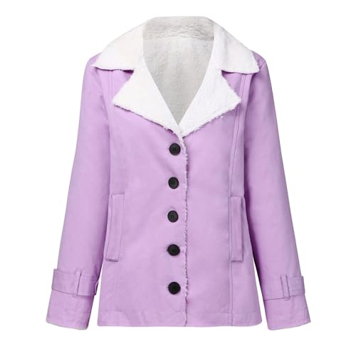 Women Plus Size Winter Warm Jacket Sherpa Fleece Lined Jackets Fashion Composite Button Lapels Outwear Coat4