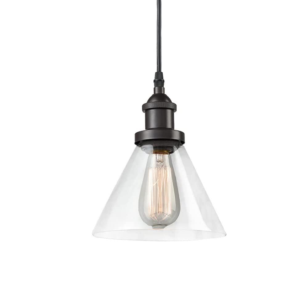 WEZXRLZNE Glass Pendent Light Clear Lamp Shade Retro American Industrial Decorative Hanging Lighting E27 Chandelier Simple Ceiling Fixtures Adjustable Height for Kitchen Restaurant Living Room