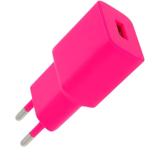 Setty - Caricatore USB da 2,4 A, adatto per tutti i telefoni cellulari, smartphone, tablet, UVM, adattatore di ricarica, caricatore da parete per iPhone, Samsung, Huawei (rosa)