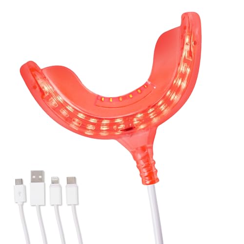 Red Light Therapy for Gums Toothache Relief Periodontal Light Bleeding Gums Gum Health Red Light with adapters for USB/C iPhone and Android from (White)