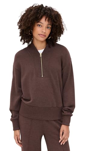 Varley Women's Sally Half Zip Sweatshirt, Coffee Bean Marl, Brown,