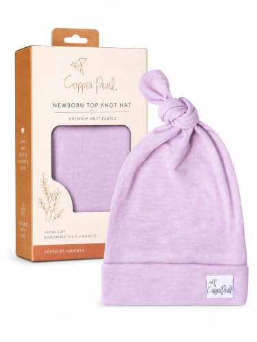Image of Copper Pearl Baby Beanie Hat Top Knot Stretchy Soft Lily