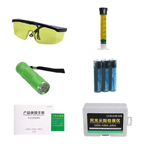 Jubilofex Detector de fugas de refrigerante para instalaciones HVAC, detección para reparación de climatizadores, detector de fugas portátil con luz UV para casa, coche, bodega