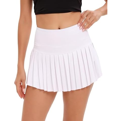 Gyozelem Women Tennis Skirt Golf Skorts Athletic High Waisted Sport Workout Pleated Pickleball Shorts with Pockets L White Cover