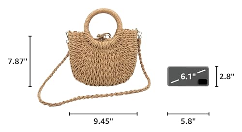 Bolso de rafia tejido para mujer miniatura 3