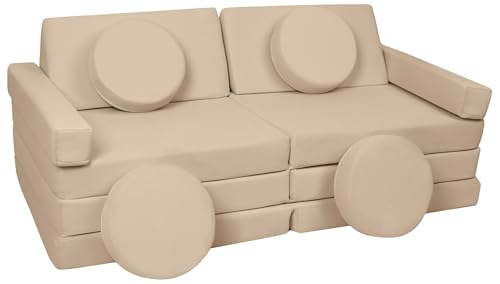 Velinda Canapé Sofa modulaire Multifonctionnel Blocs en Mousse Voiture avec Volant (Couleur: Cappuccino)