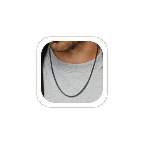 Image of PROSTEEL Stainless Steel Flat Box Link Chain Necklace for Men