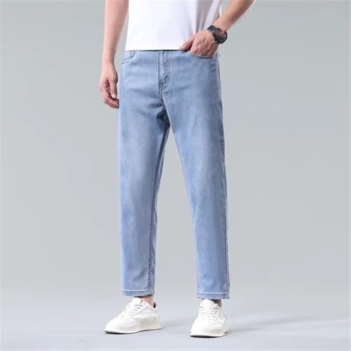 Men's Summer Thin Lyocell Jeans Classic Loose Straight Wide Leg Nine-Point Casual Pants2