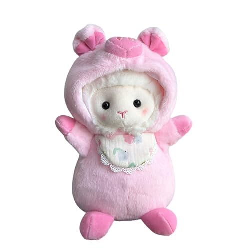 Oveja de peluche, animal de peluche de cordero,Peluche de cordero con ropa portátil - 9.8 pulgadas animales tiernos, muñeca de abrazos coleccionables dulces para la colección