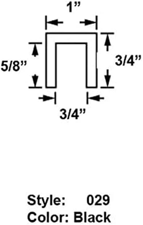 Miniatura 2 de Borde de goma de neopreno en forma de U, estilo 029  Ht. 0.7in x ancho 1.0in  negro  25 pies de largo