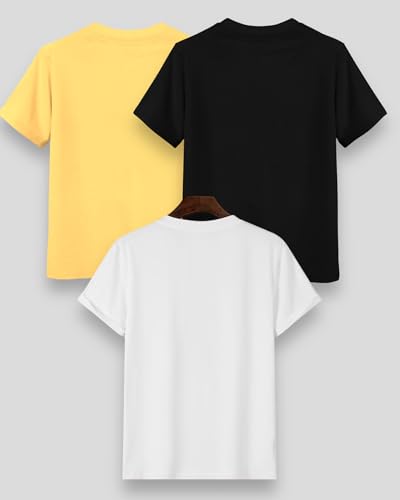 Image of Cotton Regular Fit Round Neck Printed Half Sleeves Casual T-Shirt for Boys, Multicolor, (Combo Pack of 3)