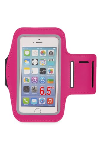 Braçadeira Esportiva para Celular, Neoprene Preto, Ajustável com Tela Touch, para Corrida, Academia, Ciclismo e Treino (ROSA)