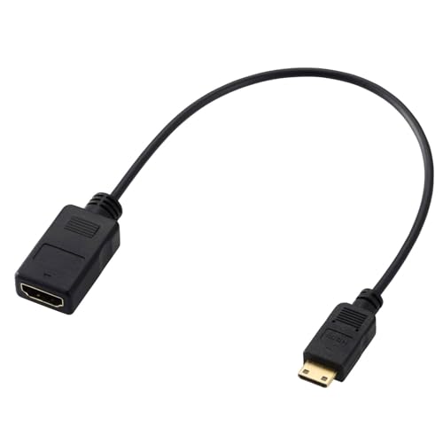 エレコム mini HDMI - HDMI 変換アダプタ 0.2m スーパースリム 4K/30Hz (ミニHDMI タイプCオス to HDMI タイプAメス) ディスプレイ/パソコン/プロジェクターなどに ECAD-HDACSS2BK