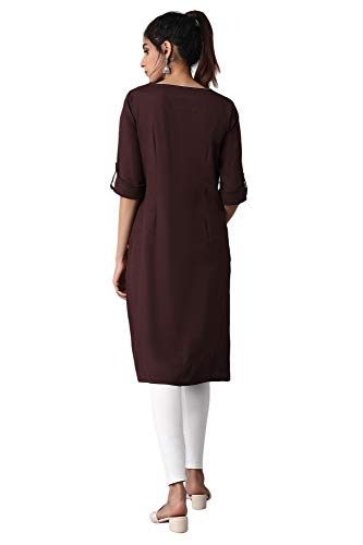 Image of W for Woman Cotton Yellow Solid Mandarin Collar Straight Kurta