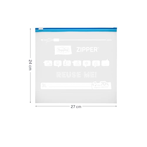 Toppits Zipper sachet plastique transparent conservation et congélation solide