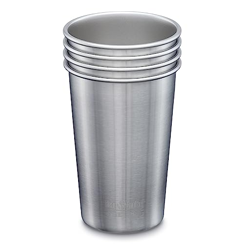 Klean Kanteen Classic Trinkflasche, Edelstahl, Silber, 473ml, 4-E...