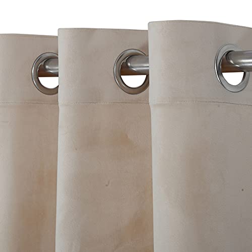 Image of High Sofa Quality Velvet Grommet Room Darkening Eyelet Long Solid Door Curtains For Living Room - Set Of 2 Pieces (9 Feet, Beige King)