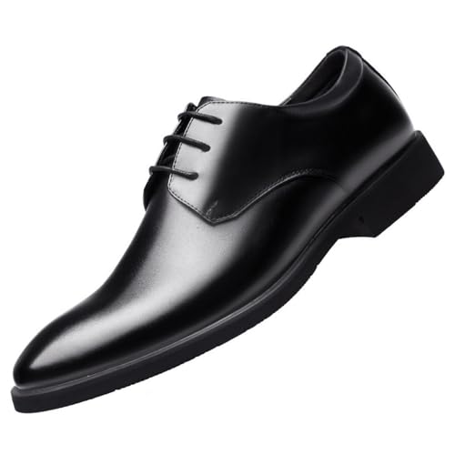 Men's Lace up Dress Shoes Genuine Leather Business Casual Formal Office Work Soft Sole Breathable British Style Black Driving Autumn Footwear