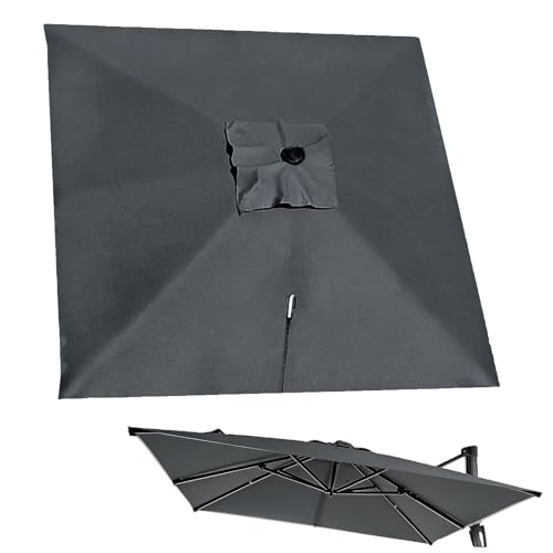 HULKAY Toile de Parasol Déporté Carrée de Remplacement, 8 Baleines, avec Bouton Poussoir, Protection UV – pour Jardin, Terrasse, Marché(3mx3m/10ftx10ft)...