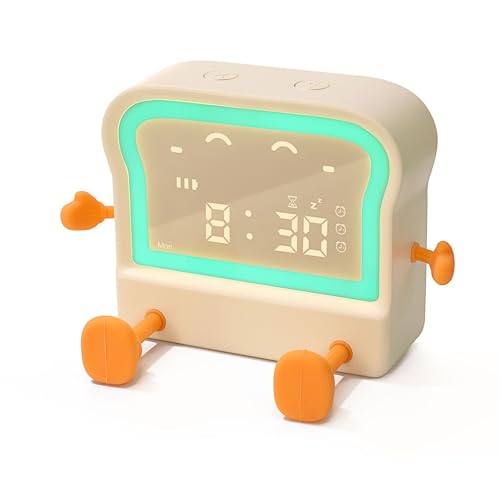 BIGFOX 置き時計 デジタル かわいい 子供 目覚まし時計 3組アラーム スヌーズ USB充電式 LEDナイトライト 卓上 部屋 寝室用 インテリア 男の子 女の子 お祝 プレゼント