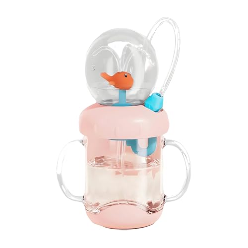 Vaso de fuente de | Bonito vaso para beber con de | Vaso a prueba de derrames impulsado por turbina con popote y doble asa para niñas y niños, jardín de infantes, escuela