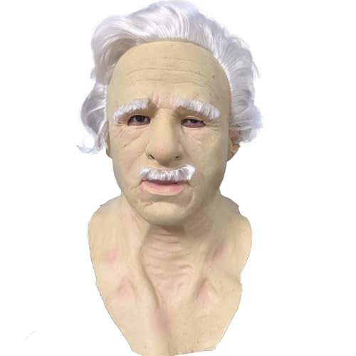 Old Man Mask for Adults Realistic Halloween Mask with Lifelike Features for Cosplay and Costume Parties (A)