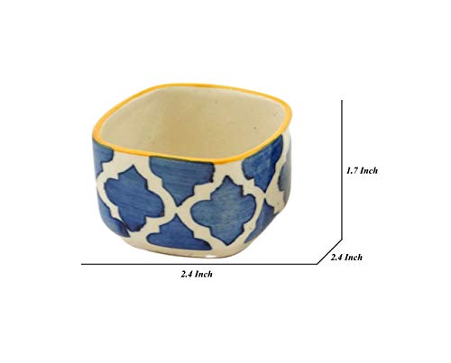 Image of Freakway Ceramic Handpainted Moroccan Studio Pottery Chutney Bowl /Small Katori Set (Black and Off White, Small- 40 ml) Set of 6