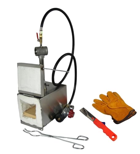 LSMIITTH Portable Propane Gas Forge with Door Single Burner Knife Making Tool for Blacksmith Farrier