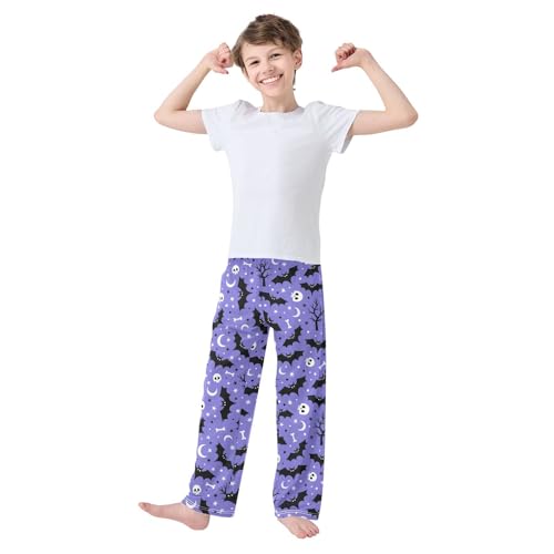 ZZXXB Bat Skull Star Boys Long Pants Soft Trousers Elastic Waist Kids Lounge Bottoms with Pockets S-XL2