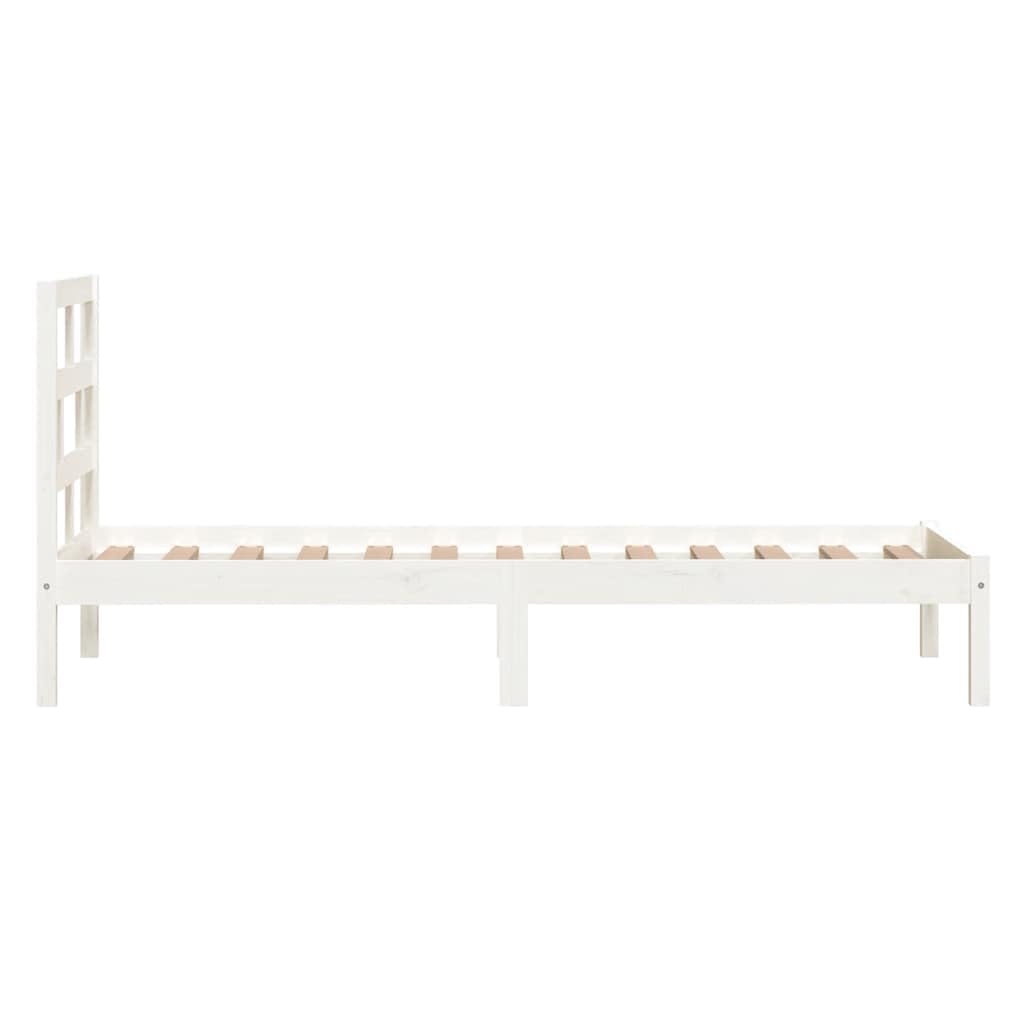 Lite drewno sosnowe z zagłówkiem klasyczny 90x190 cm Biały | Rama łóżka biała 90x190 cm lite drewno sosnowe z zagłówkiem do sypialni