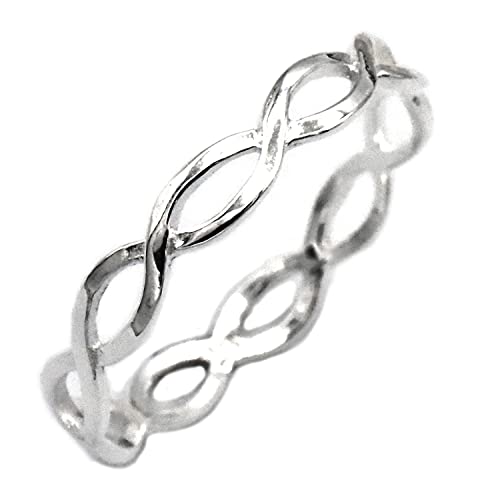 3mm Infinity Briaded Knot Eternity Band Ring Solid 925 Sterling Silver Sizes 5-10