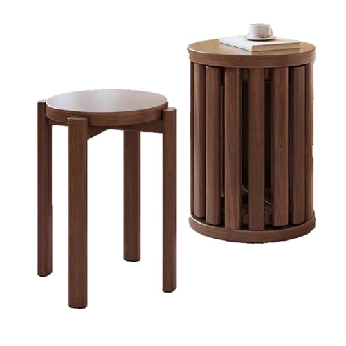 Juego de 4 taburetes apilables de madera maciza, diseño multifuncional que ahorra espacio para sala de estar, dormitorio, oficina y comedor