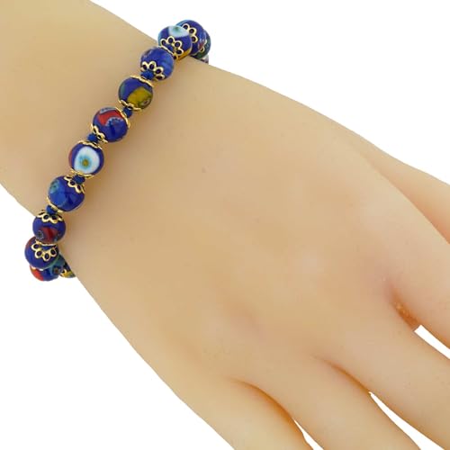 Glass Of Venice Murano Glass Bracelet Italian Millefiori Blue Mosaic Beads Handmade Blown Glass - Murano Glass Bracelets for Women3
