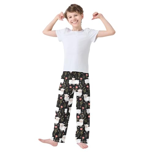 Pajama Pants Lounge Sleep PJ Bottoms Sleepwear Elastic Waist Drawstring S Sheeps3
