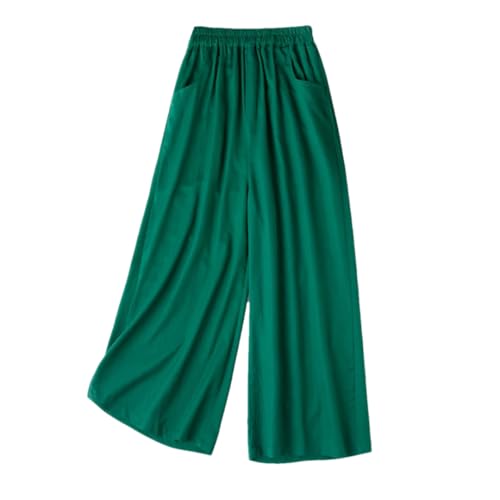 Women Casual Baggy Pants Wide Leg Solid Color Business Comfy Trousers with Pockets