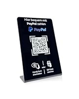 Aufsteller/Schild für PayPal-Zahlung mit QR-Code und NFC (16,5 x 10,5 cm) - schwarz