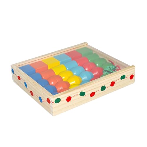 MERIGLARE ひも通しビーズ 積み木 おもちゃ 幼児教育玩具 ひも通しビーズ30個、ひも2本 子供用 学習 インタラクティブゲーム