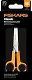 Fiskars Classic Haarschere, Mit Fingerauflage, Rechts- und Linkshändig, Gesamtlänge: 17 cm, Verbesserte Griff-Ergonomik, Qualitätsstahl/Kunststoff, Orange, 1075062