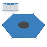 Trampoline Sun Shade Cover, 8-16 ft, Easy Install, Anti-UV, for Outdoor Backyard (Blue-6 Pole, 12 FT)