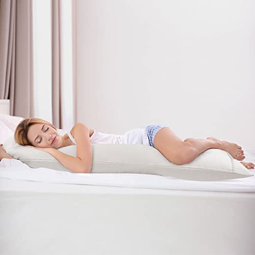 PiccoCasa Body Pillow Cover Super Soft Cotton Bolster Pillow Covers for Full Body Pillow 1 Body Pillow Case with Zipper Closure for Adults 20"x54"/ 4.6ft Isabelline - Image 3
