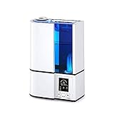 Humidifier for Bedroom, 4L Ultrasonic Cool Mist Humidifier for Large room, Humidistat, LED Display, Auto Shut-Off, Night Light, Whisper Quiet, Adjustable 360° Rotation Nozzle, Humidifiers for Babies Nursery Whole House (Blue)