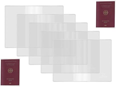 Passport Covers 5 Pack, Clear Plastic Passport Protector, Transparent Frosted Protective Passport Holders for Standard Size Passports RFID ID Card Covers Travel Organizer Accessories for Women Men