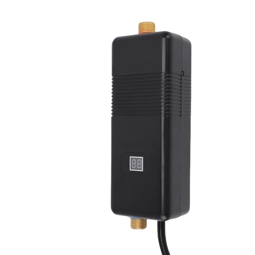 Walfront Calentador de Agua Eléctrico de 3000W G1/2 Calentador de Agua Caliente Instalación Vertical Energía Eficiente Portátil para Cocinas Apartamentos Baños RVS (EU enchufe 220V)