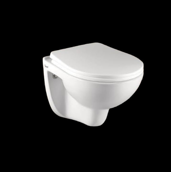 Image of Soyo Ceramic Wall Mounted European Water Closet P Trap /One Piece Western Toilet Commode with Soft Close Seat Outlet is from Wall (Tap)