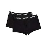 YUASA Men's 3' 100% Cotton Hip Trunk with No Fly- 2-Pack, Black, Medium