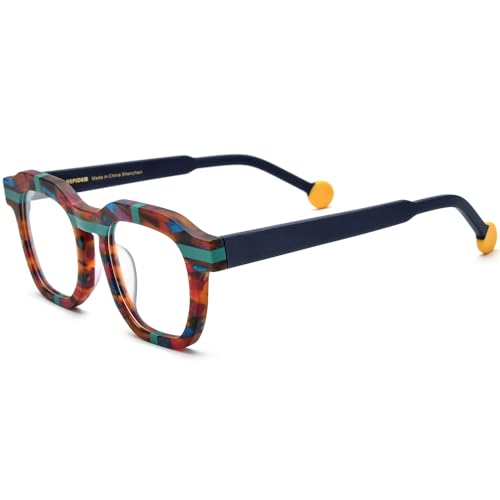 Image of HEPIDEM Multicolor Acetate Glasses Frame Women,Oversize Round Optical Eyeglasses